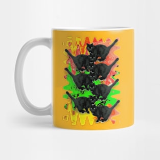 Psychedelic Black Cat Funny Melty colorful background surreal collage Mug